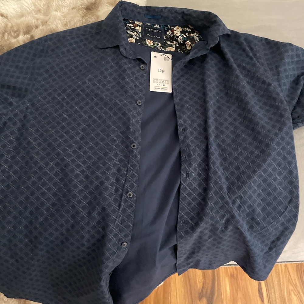 Men's Navy Blue Patterned Shirt